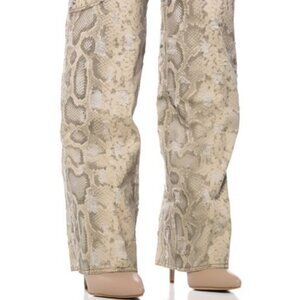 AZALEA WANG" SNAKESKIN REBBELLION " TAN SNAKE SKIN FOLD OVER BOOT(BRAND NEW!!!!